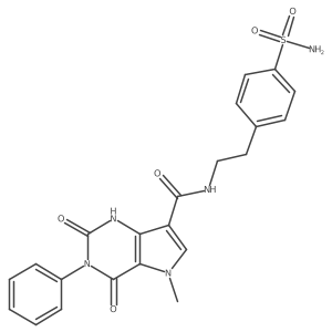 5-methyl-2,4-dioxo-3-phenyl-N-(4-sulfamoylphenethyl)-2,3,4,5-tetrahydro-1H-pyrrolo[3,2-d]pyrimidine-7-carboxamide结构式