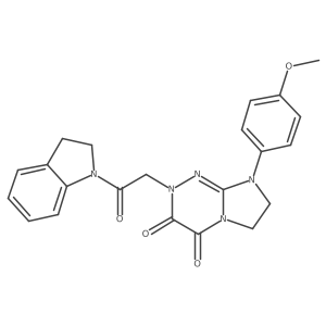 2-(2-(indolin-1-yl)-2-oxoethyl)-8-(4-methoxyphenyl)-7,8-dihydroimidazo[2,1-c][1,2,4]triazine-3,4(2H,6H)-dione Structure