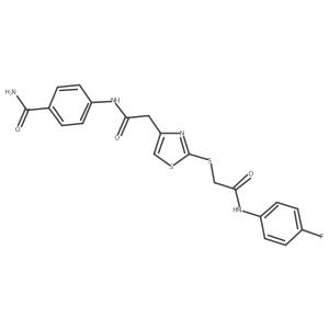 4-(2-(2-((2-((4-Fluorophenyl)amino)-2-oxoethyl)thio)thiazol-4-yl)acetamido)benzamide结构式