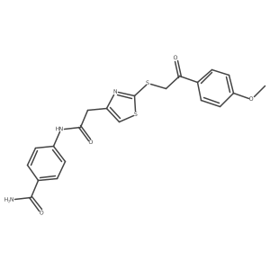 4-(2-(2-((2-(4-Methoxyphenyl)-2-oxoethyl)thio)thiazol-4-yl)acetamido)benzamide结构式