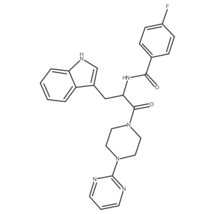 4-Fluoro-N-[1-(1H-indol-3-ylmethyl)-2-oxo-2-[4-(2-pyrimidinyl)-1-piperazinyl]ethyl]benzamide结构式