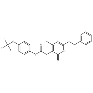 2-(2-(benzylthio)-4-methyl-6-oxo-1,6-dihydropyrimidin-5-yl)-N-(4-(trifluoromethoxy)phenyl)acetamide结构式