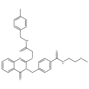N-(2-methoxyethyl)-4-((2-((2-((4-methylbenzyl)amino)-2-oxoethyl)thio)-4-oxoquinazolin-3(4H)-yl)methyl)benzamide结构式