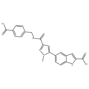 5-[3-[[[(4-Carboxyphenyl)methyl]amino]carbonyl]-1-methyl-1H-pyrazol-5-yl]-1H-indole-2-carboxylic acid Structure