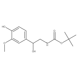 tert-butyl N-[2-hydroxy-2-(4-hydroxy-3-methoxyphenyl)ethyl]carbamate结构式