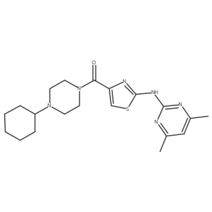 (4-Cyclohexylpiperazin-1-yl)(2-((4,6-dimethylpyrimidin-2-yl)amino)thiazol-4-yl)methanone结构式