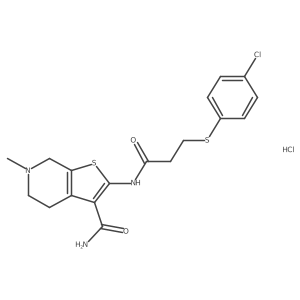 2-(3-((4-Chlorophenyl)thio)propanamido)-6-methyl-4,5,6,7-tetrahydrothieno[2,3-c]pyridine-3-carboxamide hydrochloride结构式