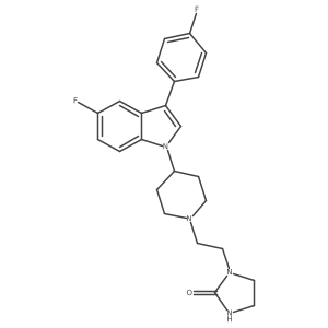 2-Imidazolidinone,1-[2-[4-[5-fluoro-3-(4-fluorophenyl)-1h-indol-1-yl]-1-piperidinyl]ethyl]- Structure