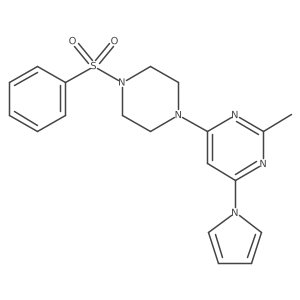 2-methyl-4-(4-(phenylsulfonyl)piperazin-1-yl)-6-(1H-pyrrol-1-yl)pyrimidine结构式