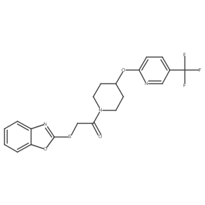 2-(Benzo[d]oxazol-2-ylthio)-1-(4-((5-(trifluoromethyl)pyridin-2-yl)oxy)piperidin-1-yl)ethanone结构式