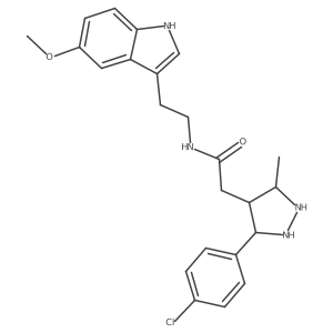 2-[3-(4-chlorophenyl)-5-methylpyrazolidin-4-yl]-N-[2-(5-methoxy-1H-indol-3-yl)ethyl]acetamide Structure