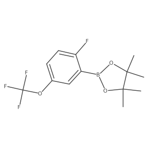 2-[2-Fluoro-5-(trifluoromethoxy)phenyl]-4,4,5,5-tetramethyl-1,3,2-dioxaborolane结构式
