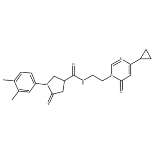 N-(2-(4-cyclopropyl-6-oxopyrimidin-1(6H)-yl)ethyl)-1-(3,4-dimethylphenyl)-5-oxopyrrolidine-3-carboxamide结构式