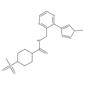 N-((3-(1-methyl-1H-pyrazol-4-yl)pyrazin-2-yl)methyl)-1-(methylsulfonyl)piperidine-4-carboxamide结构式