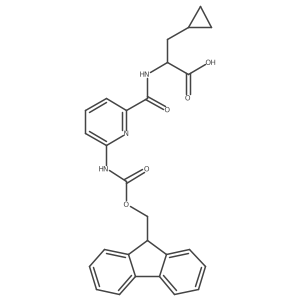 (2S)-3-cyclopropyl-2-{[6-({[(9H-fluoren-9-yl)methoxy]carbonyl}amino)pyridin-2-yl]formamido}propanoic acid结构式