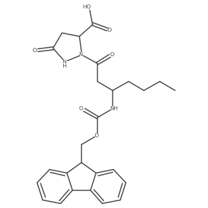 2-[3-({[(9H-fluoren-9-yl)methoxy]carbonyl}amino)heptanoyl]-5-oxopyrazolidine-3-carboxylic acid Structure