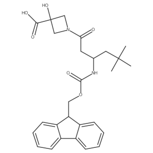 1-[3-({[(9H-fluoren-9-yl)methoxy]carbonyl}amino)-5,5-dimethylhexanoyl]-3-hydroxyazetidine-3-carboxylic acid Structure