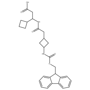 3-cyclobutyl-3-{2-[3-({[(9H-fluoren-9-yl)methoxy]carbonyl}amino)cyclobutyl]acetamido}propanoic acid结构式