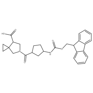 rac-5-[(1R,3S)-3-({[(9H-fluoren-9-yl)methoxy]carbonyl}amino)cyclopentanecarbonyl]-5-azaspiro[2.4]heptane-7-carboxylic acid Structure