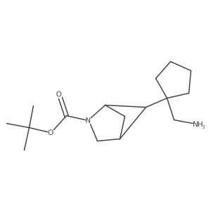 tert-butyl (1S,4R)-5-[1-(aminomethyl)cyclopentyl]-2-azabicyclo[2.1.1]hexane-2-carboxylate结构式