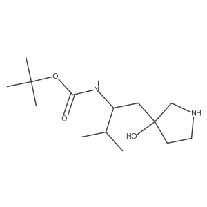 tert-butyl N-[1-(3-hydroxypyrrolidin-3-yl)-3-methylbutan-2-yl]carbamate结构式