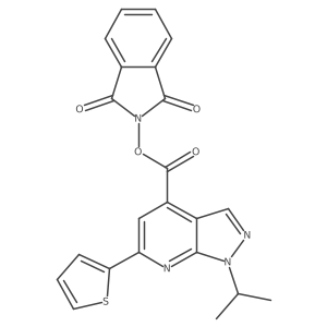 1,3-dioxo-2,3-dihydro-1H-isoindol-2-yl 1-(propan-2-yl)-6-(thiophen-2-yl)-1H-pyrazolo[3,4-b]pyridine-4-carboxylate结构式