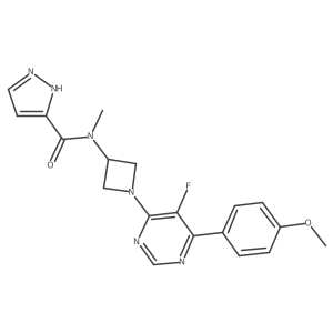 N-{1-[5-fluoro-6-(4-methoxyphenyl)pyrimidin-4-yl]azetidin-3-yl}-N-methyl-1H-pyrazole-3-carboxamide结构式