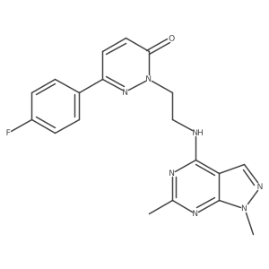 2-[2-({1,6-dimethyl-1H-pyrazolo[3,4-d]pyrimidin-4-yl}amino)ethyl]-6-(4-fluorophenyl)-2,3-dihydropyridazin-3-one结构式