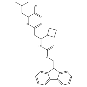 (2S)-2-[3-cyclobutyl-3-({[(9H-fluoren-9-yl)methoxy]carbonyl}amino)propanamido]-4-methylpentanoic acid结构式