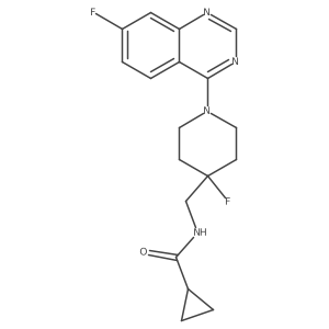 N-{[4-fluoro-1-(7-fluoroquinazolin-4-yl)piperidin-4-yl]methyl}cyclopropanecarboxamide结构式