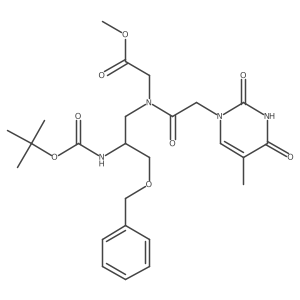 (S)-Methyl 2-(N-(3-(benzyloxy)-2-((tert-butoxycarbonyl)amino)propyl)-2-(5-methyl-2,4-dioxo-3,4-dihydropyrimidin-1(2H)-yl)acetamido)acetate结构式