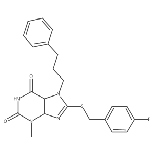 8-{[(4-fluorophenyl)methyl]sulfanyl}-3-methyl-7-(3-phenylpropyl)-2,3,6,7-tetrahydro-1H-purine-2,6-dione Structure