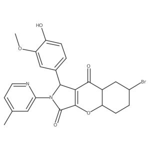 7-bromo-1-(4-hydroxy-3-methoxyphenyl)-2-(4-methylpyridin-2-yl)-4a,5,6,7,8,8a-hexahydro-1H-chromeno[2,3-c]pyrrole-3,9-dione结构式