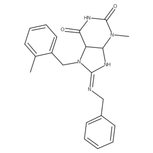 8-benzylimino-3-methyl-7-[(2-methylphenyl)methyl]-5,9-dihydro-4H-purine-2,6-dione结构式