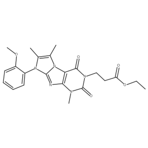 Ethyl 3-[8-(2-methoxyphenyl)-1,6,7-trimethyl-2,4-dioxo-1,3,5-trihydro-4-imidaz olino[1,2-h]purin-3-yl]propanoate结构式