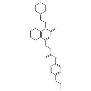 N-(4-ethoxyphenyl)-2-((1-(2-morpholinoethyl)-2-oxo-1,2,5,6,7,8-hexahydroquinazolin-4-yl)thio)acetamide结构式
