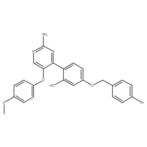 2-(2-Amino-5-(4-methoxyphenoxy)pyrimidin-4-yl)-5-((4-bromobenzyl)oxy)phenol Structure