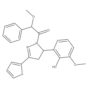 1-(5-(2-hydroxy-3-methoxyphenyl)-3-(thiophen-2-yl)-4,5-dihydro-1H-pyrazol-1-yl)-2-methoxy-2-phenylethanone Structure