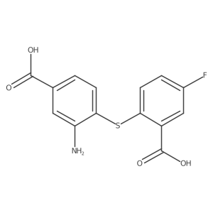 3-Amino-4-(4-fluoro-2-carboxyphenylsulfanyl)benzoic acid Structure