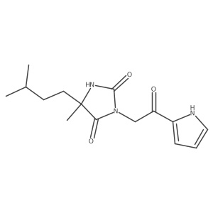 5-methyl-5-(3-methylbutyl)-3-[2-oxo-2-(1H-pyrrol-2-yl)ethyl]imidazolidine-2,4-dione结构式