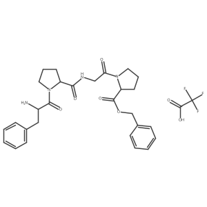 Benzyl L-phenylalanyl-L-prolylglycyl-L-prolinate 2,2,2-trifluoroacetate结构式