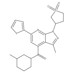 (1-(1,1-dioxidotetrahydrothiophen-3-yl)-3-methyl-6-(thiophen-2-yl)-1H-pyrazolo[3,4-b]pyridin-4-yl)(3-methylpiperidin-1-yl)methanone结构式