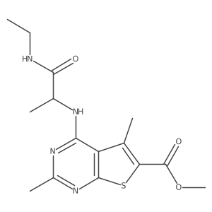 Methyl 4-[[2-(ethylamino)-1-methyl-2-oxoethyl]amino]-2,5-dimethylthieno[2,3-d]pyrimidine-6-carboxylate结构式