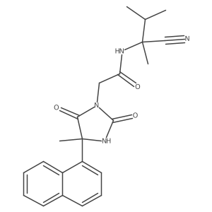 N-(1-cyano-1,2-dimethylpropyl)-2-[4-methyl-4-(naphthalen-1-yl)-2,5-dioxoimidazolidin-1-yl]acetamide结构式