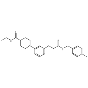 N-ethyl-1-{6-[({[(4-methylphenyl)methyl]carbamoyl}methyl)sulfanyl]pyrimidin-4-yl}piperidine-4-carboxamide Structure