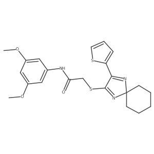 N-(3,5-dimethoxyphenyl)-2-((3-(thiophen-2-yl)-1,4-diazaspiro[4.5]deca-1,3-dien-2-yl)thio)acetamide Structure