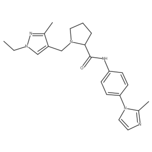 1-[(1-ethyl-3-methyl-1H-pyrazol-4-yl)methyl]-N-[4-(2-methyl-1H-imidazol-1-yl)phenyl]prolinamide结构式