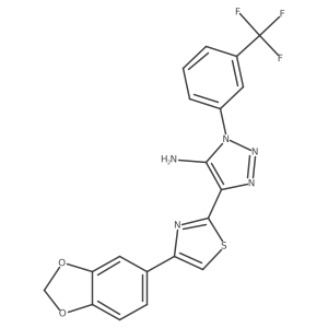 4-(4-(benzo[d][1,3]dioxol-5-yl)thiazol-2-yl)-1-(3-(trifluoromethyl)phenyl)-1H-1,2,3-triazol-5-amine结构式