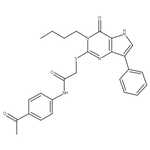 N-(4-acetylphenyl)-2-((3-butyl-4-oxo-7-phenyl-4,5-dihydro-3H-pyrrolo[3,2-d]pyrimidin-2-yl)thio)acetamide结构式