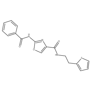 2-benzamido-N-(2-(thiophen-2-yl)ethyl)oxazole-4-carboxamide结构式